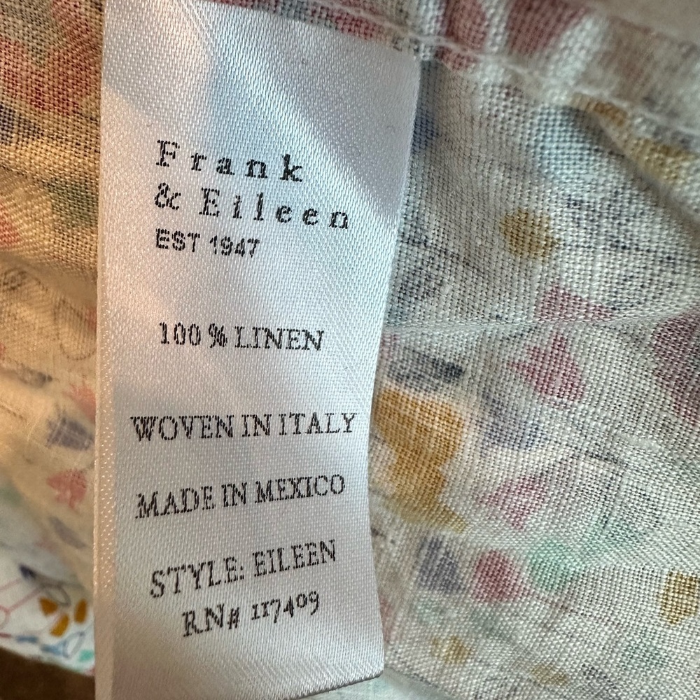 NWT Frank & Eileen Eileen 100% Italian Linen Floral Butterfly Large - Picture 7 of 8